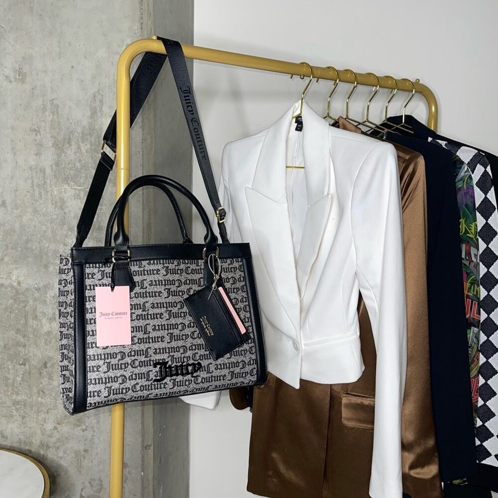 Juicy Couture Can't Tame Her Top Handle Structured Tote in Black Beige
